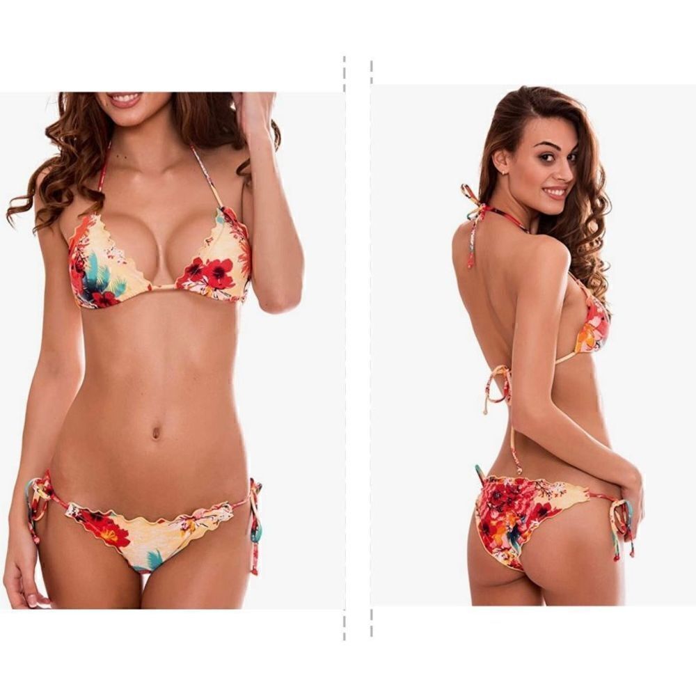 RELLECIGA Women's Wavy Triangle Bikini Set Brazilian Swimwear